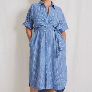 Apiece Apart Nicoya Belted Seersucker Cotton Shirtdress Size XX-Large (2X)